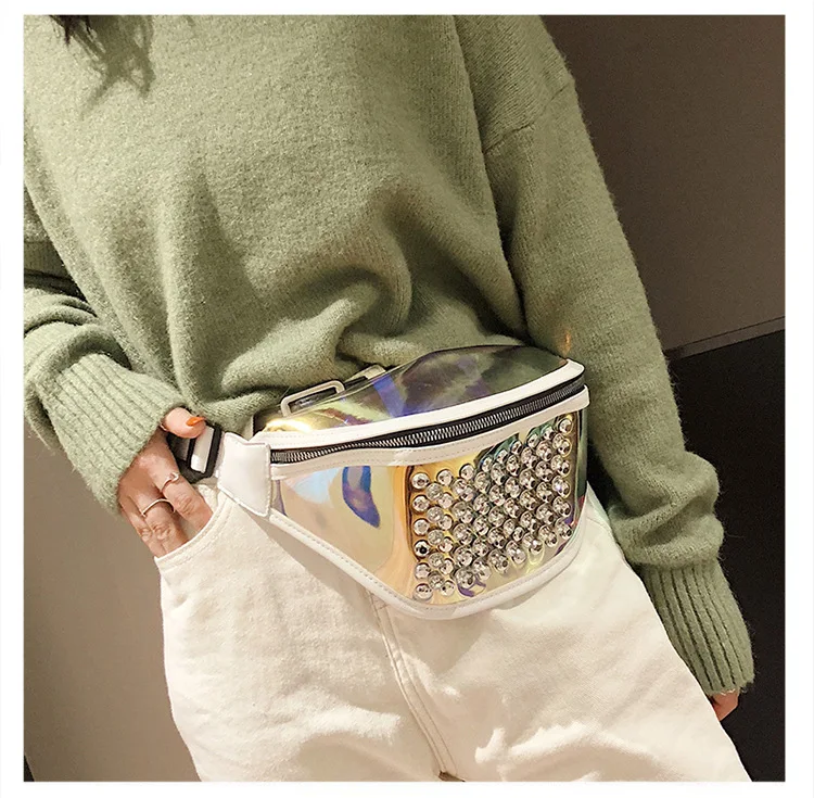 Sports Running Mobile Phone Bag Waterproof Bag Pu Transparent Reflective Diamond Set Shoulder Bag Laser Wallet WOMEN'S Bag Cross