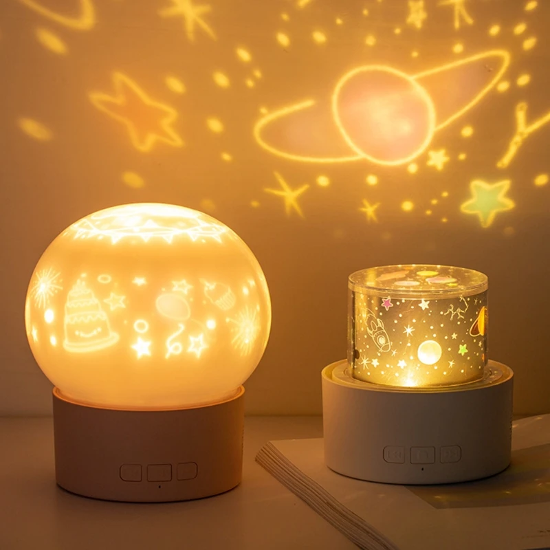 

2 in 1 Christmas Ball Projection Lamp USB Romantic 360 Degree Rotation Projector Night Light with 6 Films Music