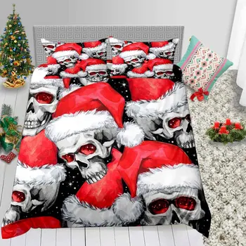 

Thumbedding Skull Print Bedding Set 3D Christmas Duvet Cover Cottage Twin Full Queen King Western Festival Decoration Bed Set