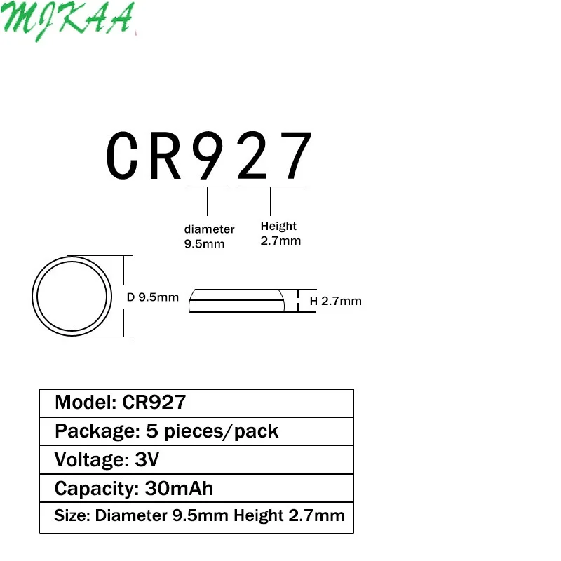 5 шт./упак. CR927 литий-ионная Кнопка монета клеток батареи 927 DL927 BR927 CR927-1W ECR927 5011LC KCR927 LM927 акумуляторная батарея