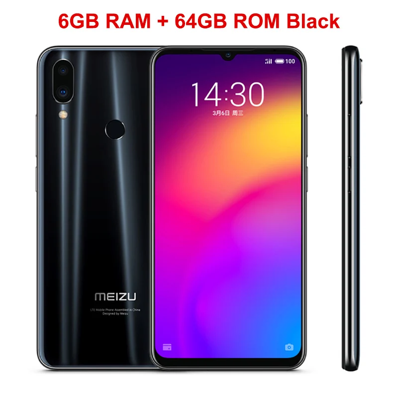Black 6GB 6GB Мобильный телефон Meizu Note 9 с глобальной прошивкой, 4 ГБ, 64 ГБ, мобильный телефон, экран 6,2 дюйма, Восьмиядерный процессор Snapdragon 675, задняя камера 48 МП, смартфон - Цвет: Black 6GB 6GB