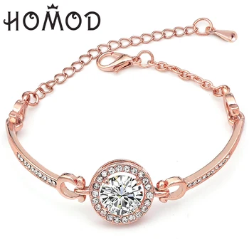

HOMOD Love Heart Bracelets Crystal Bangles Women Stainless Steel Bracelet Bangle Inlay Rhinestone Jewelry Gift