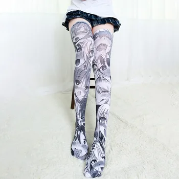 

Japan Anime Tights Cartoon Printed Women Stockings Lolita 120D Gothic Velvet Socks Cosplay Girls Sexy Overknee Fashion Stockings