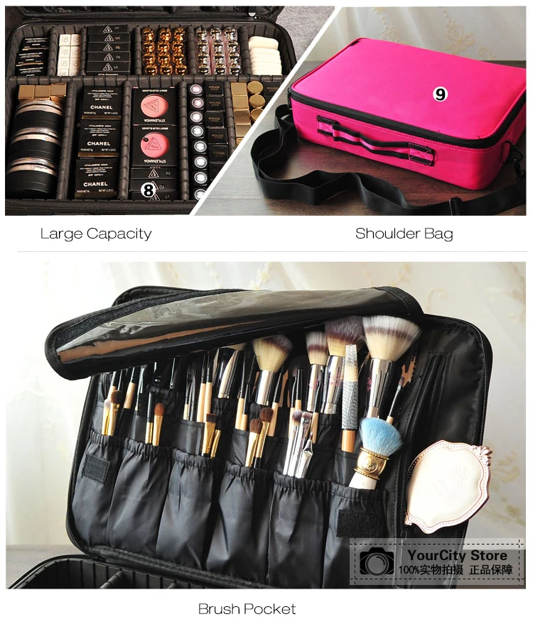 Профессиональная косметическая сумка органайзер женский дорожный макияж Чехлы большой емкости Косметика чемоданы для косметичка