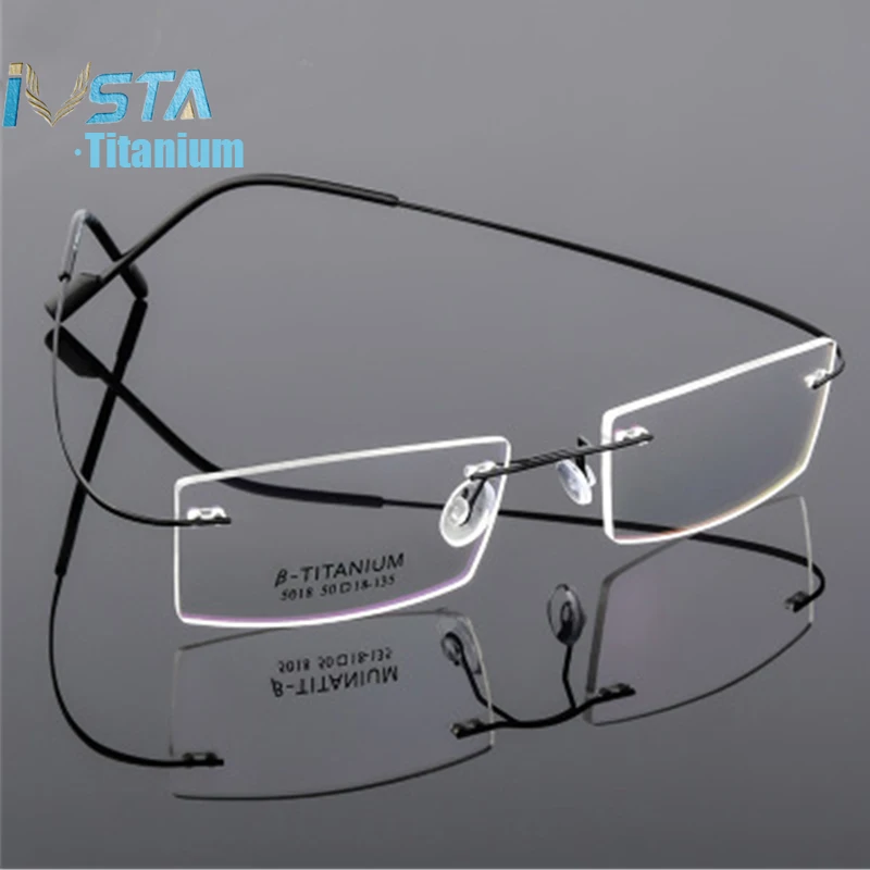 

IVSTA Beta-Ti Titanium Glasses Square Designer Brand Style Flexible Memory Metal Rimless Prescription Frame Men Optical Myopia