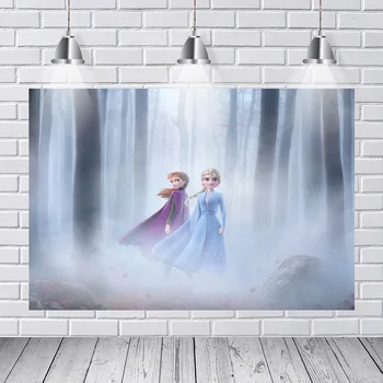

Photography Backdrops New Frozen 2 Anna Princess Queen Elsa Olaf Snowflake Palace Custom Photo Studio Background Backdrop Vinyl