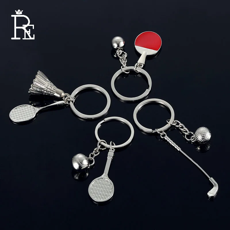 RE 100pcs/lot Factory Direct Sales Wholesale Promotion Table Tennis Golf Key Chain Sports Keychain Badminton Racket Ring | Украшения и