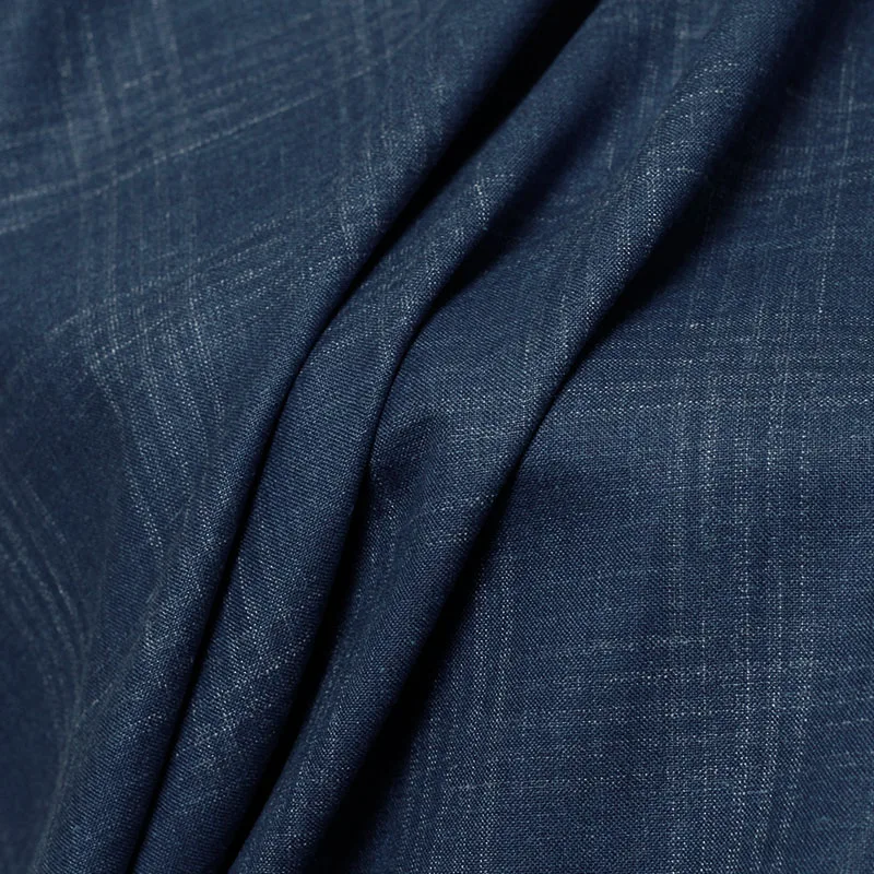 Ткань темно-синяя пряжа окрашенная камвольная шерсть и лен материалы для одежды костюмы куртка DIY Одежда ткани