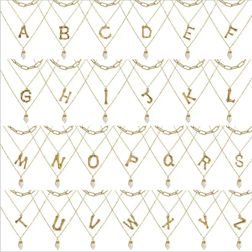

26 Initial Letters A-Z Freshwater Pearl Beads multilayer Personalized English Letter Necklace Women Accessories Bohemian Jewelry