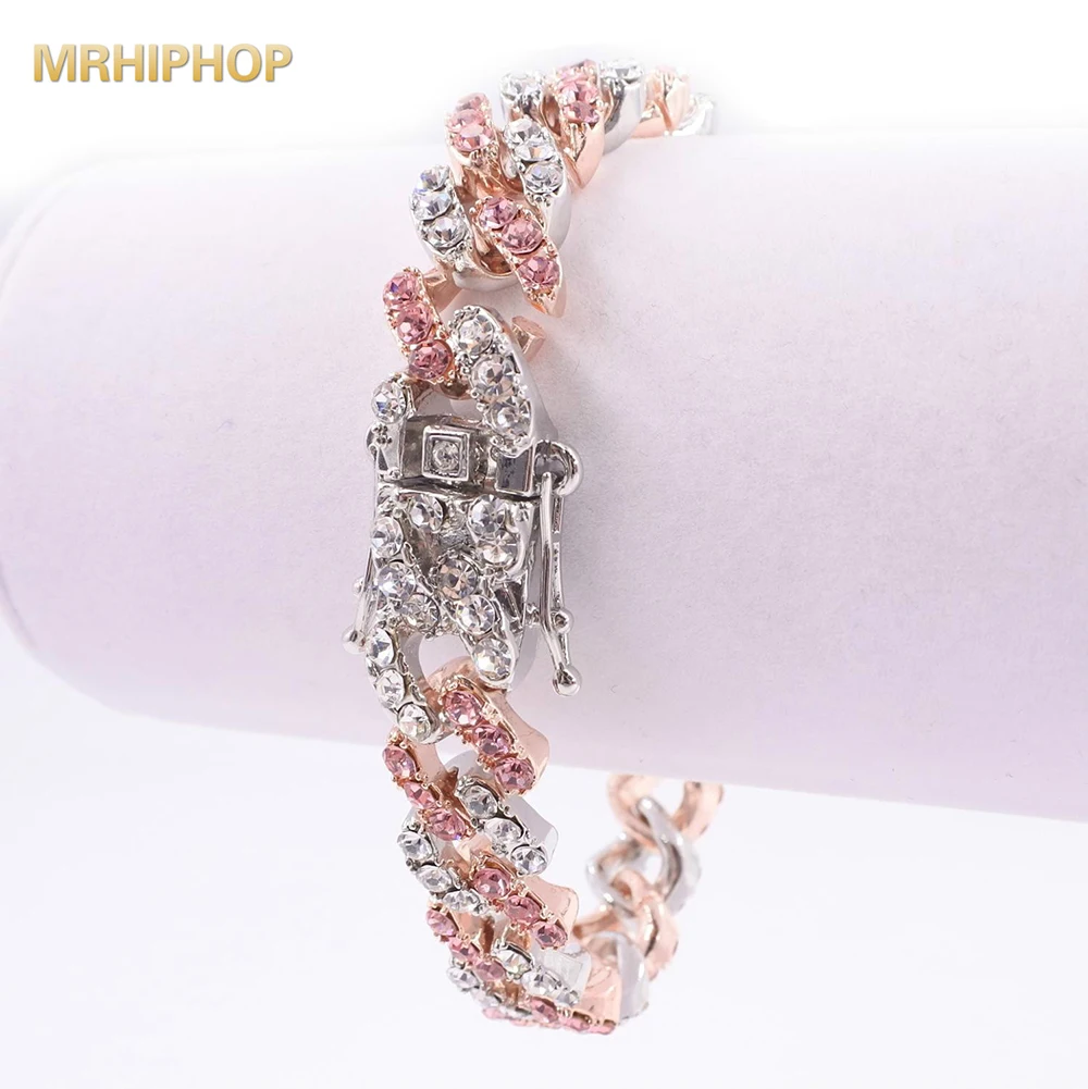 Хип-хоп цепочка iced out bling Браслеты с пузырчатым кристаллом камень для мужчин рэп