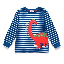 Amazon EBay2018, Детская футболка в европейском и американском стиле, стиль, полосатый принт, вырез лодочкой, длинный рукав, Мужской Детский хлопковый топ