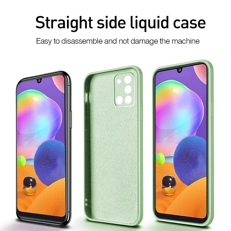 Luxury Original Square Soft Liquid Silicone Phone Case For Samsung Galaxy S21 Ultra S20 FE S10 Plus S9 S8 Note 20 10 9 8 Cover