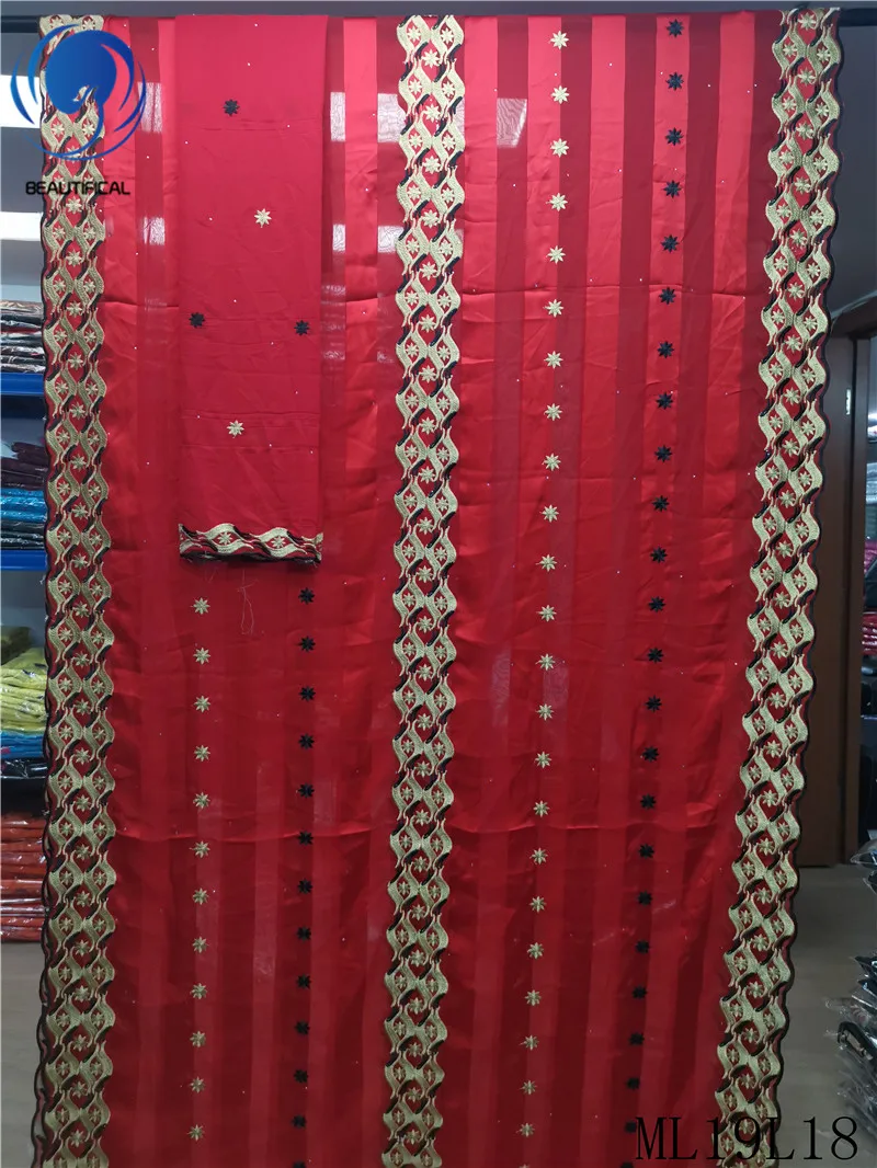 

BEAUTIFICAL african silk fabrics Fashion design nigerian embroidery silk imitated fabric 5+2yards/lot silk fabric ML19L17