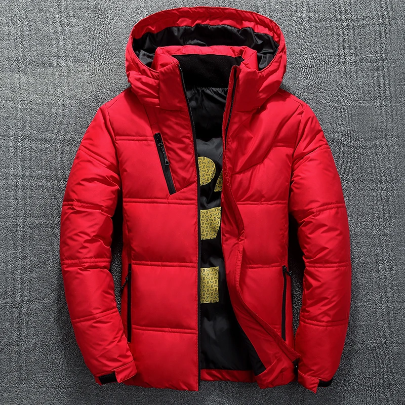 Winter Jacket Mens Quality Thermal Thick Coat Snow Red Black Parka Male Warm Outwear Fashion- White Duck Down Jacket Men