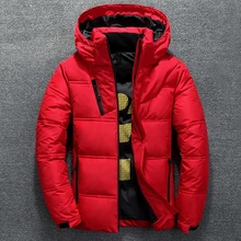 Winter Jacket Mens Quality Thermal Thick Coat Snow Red Black Parka Male Warm Outwear Fashion- White Duck Down Jacket Men