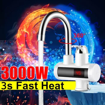 

Electric Kitchen Water Heaters Tap 3000W Instant Hot Water Faucet LED Cold Heating Faucet Tankless Instantaneous Water Heater