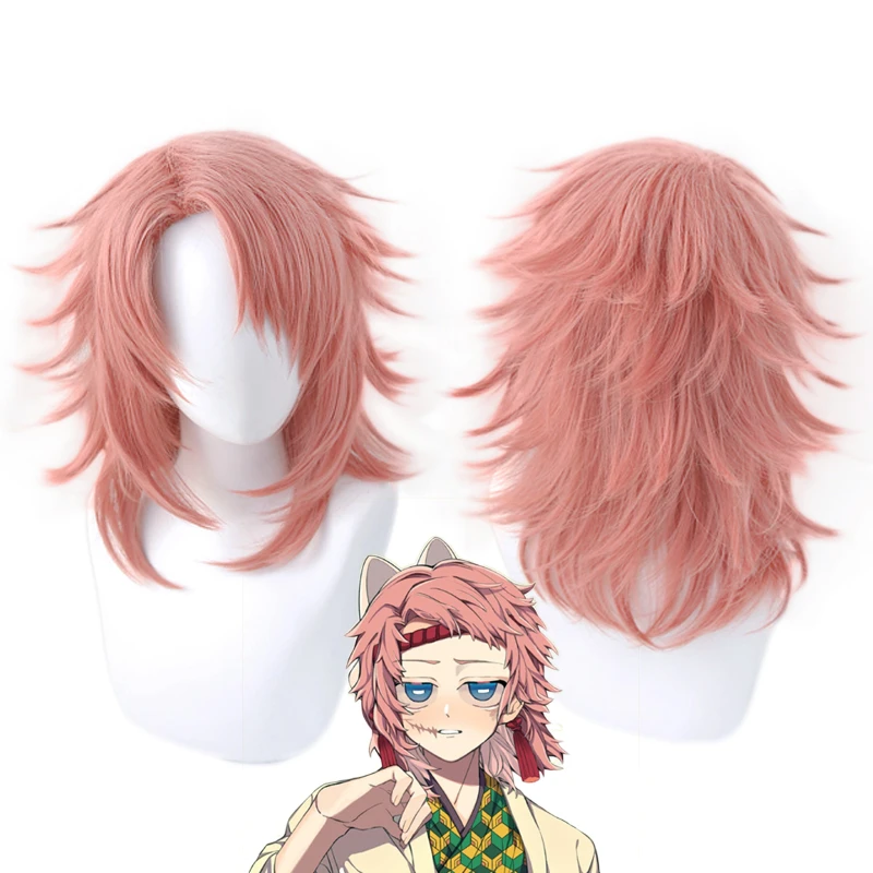 Anime Demon Slayer Kimetsu no Yaiba Sabito Wig Cosplay Costume Men Women Heat Resistant Synthetic Hair Wigs