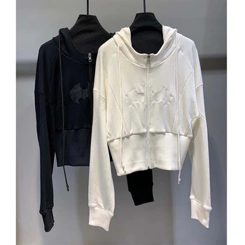 

Cosmicchic 2020 Autumn Dark Knight Batman Sweatshirts Hoodies Fashion Zipper Hooded High Waist Jacket Clothing Solid Color Sexy