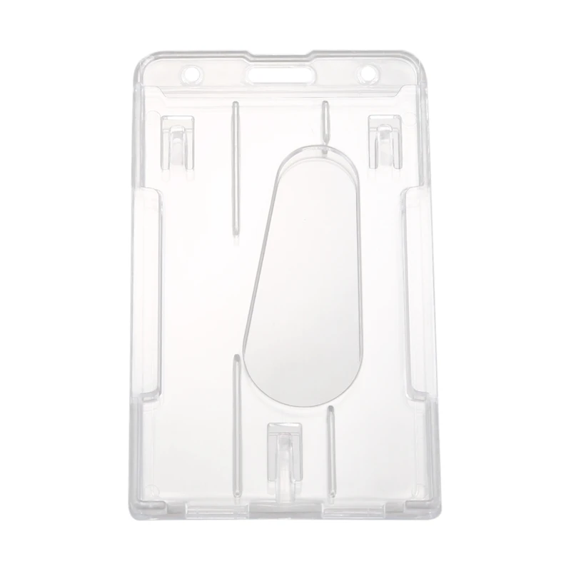 

ABSF 1x Vertical Hard Plastic Badge Holder Double Card ID Multi Transparent 10x6cm