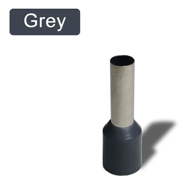 1000pcs/Pack E0508 E7508 E1008 E1508 E2508 Insulated Ferrules Terminal Block Cord End Wire Connector Electrical Crimp Terminator 1000pcs Grey