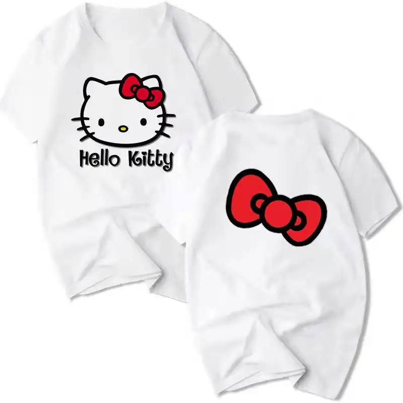 thumbnail image 1 of Hello Kitty, nueva Camiseta deportiva informal de manga corta con estampado de dibujos animados para primavera y verano para niños y niñas, camisetas grandes para niños, 1 of 5