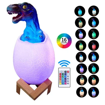 

3D Print Led Dinosaur Egg Night Light Desk Lamp USB Rechargeable Remote Control Lamp 16 Colors Change Dinosaur Egg Light Gift