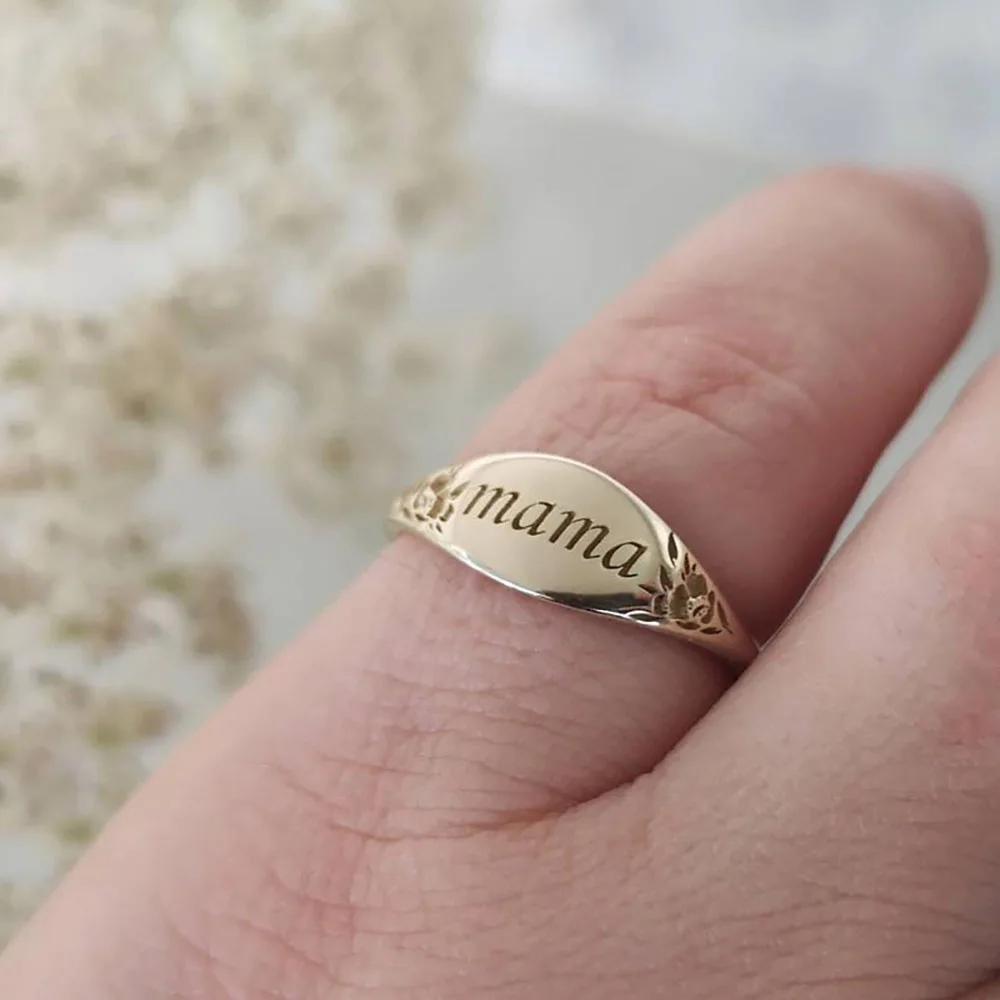 Mama Rings for Mother's Day Gift Simple Lettering Statement Ring Woman Finger Jewelry Mother and Kids Rings Accessories