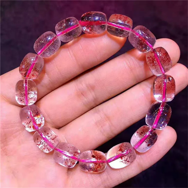 Настоящий натуральный Lepidocrocite кварцевый драгоценный камень женщина леди прозрачный кристалл баррель браслет из бисера AAAA 12,3*9,5 мм
