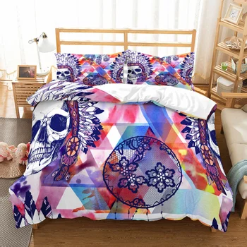 

Yi chu xin sugar skull duvet cover set skull luxury bedding set King comforter sets nightmare before christmas Custom size