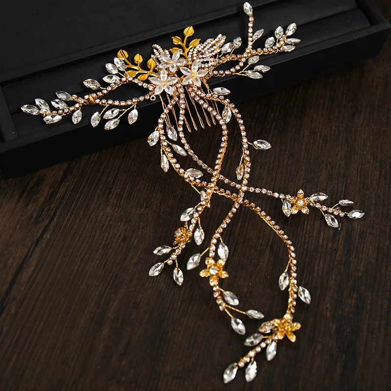 Luxury Rhinestone Crystal Hair Comb Headband Wedding Hair Accessories Tiara Hairband Hair Jewelry Bride Party Queen Headpiece