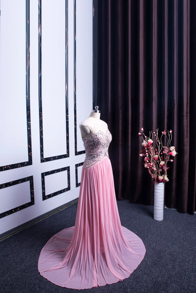 LSXNE05 женские платья для выпускного вечера ilusion с круглым вырезом и блестящими кристаллами на рукавах, сексуальные кружевные платья с открытой спиной для выпускного вечера, Длинные платья vestido de noche