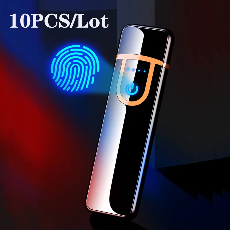 10 шт./лот ветрозащитная зажигалка электронная ультратонкая USB Зажигалка
