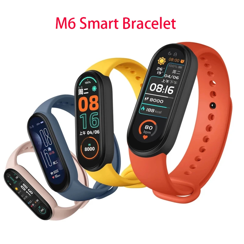 M6 Bluetooth-compatible Smart Bracelet AMOLED Screen M6 Smartband Heart Rate Fitness Tracker IP67 Waterproof Sport Smart Band