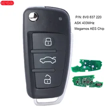 Keyecu 3 ボタンリモート車のキー 433 mhz アウディ A3 ため依頼 S3 2012-2015 と megamos aes チップ p/n: 8V0 837 220