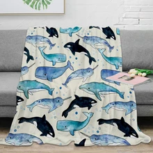 

Cartoon Creative Whale Pattern 3D Printed Flannel Blanket, Customizable Microfiber Warm Blanket, The Best Christmas Gift
