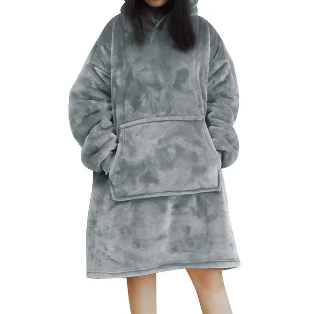 Зимняя толстовка с капюшоном, теплая толстовка, мягкие уличные пальто с капюшоном, теплое одеяло с капюшоном, халат, халат, Флисовое одеяло для мужчин и женщин - Цвет: Grey