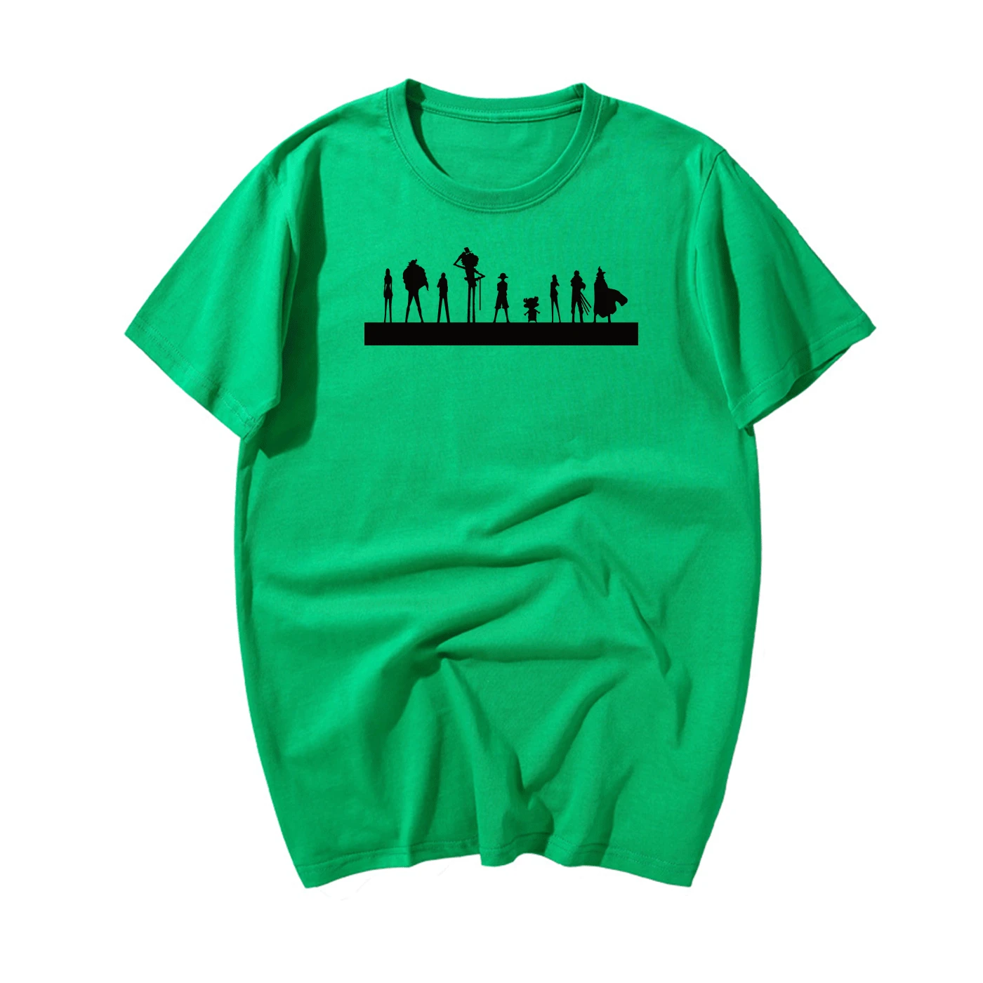 Брендовая цельная футболка, Мужская футболка с королем пиратов, Мужская футболка с Луффи, летняя новинка, японское аниме, Хлопковая мужская футболка с коротким рукавом - Цвет: Green 1