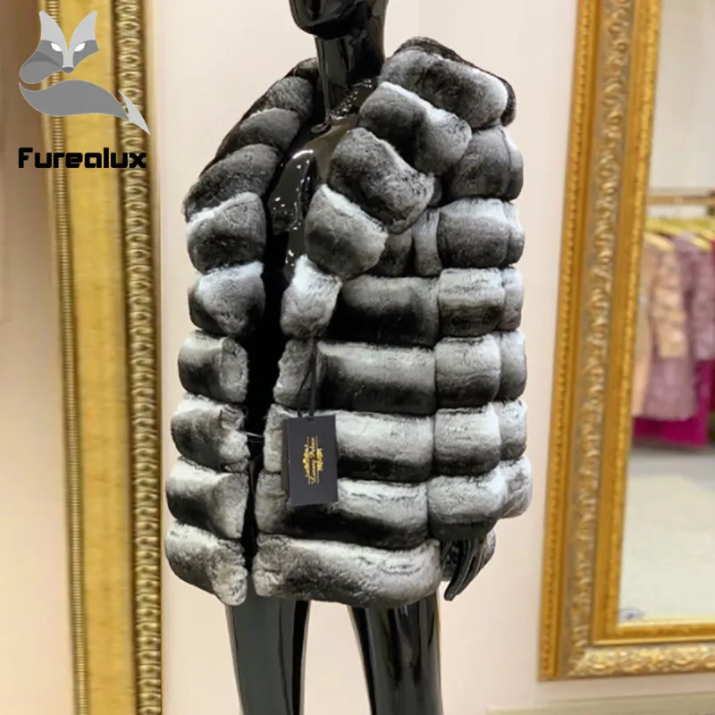 2019 New Women Natural Real Rex Rabbit Fur Coats Good Quality Genuine Chinchilla Color Jacket Winter warm | Женская одежда