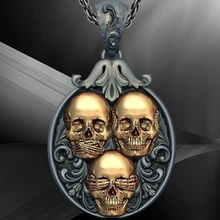  Fashionable income new brother-style retro-style skull necklace exquisite skull ghost pendant gift for girls Halloween Christmas 