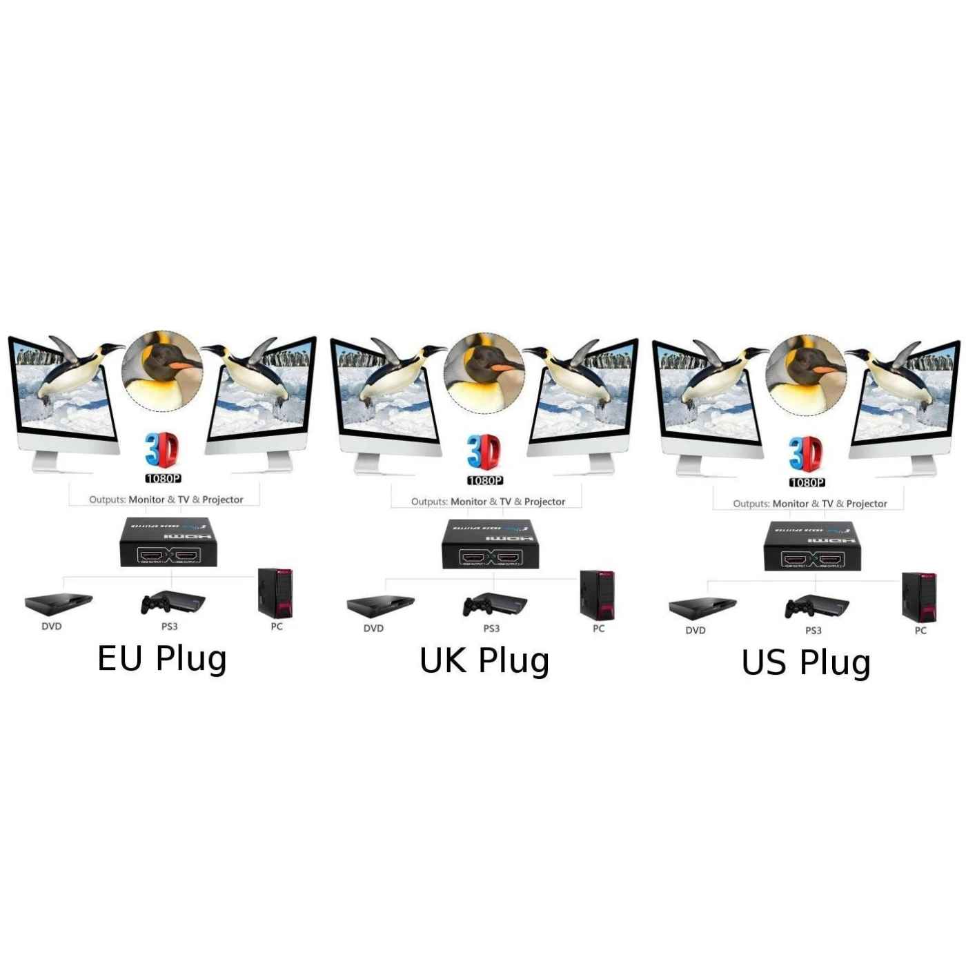 Антенна HDMI сплиттер 1080P DC 5V видео адаптер Сменные аксессуары