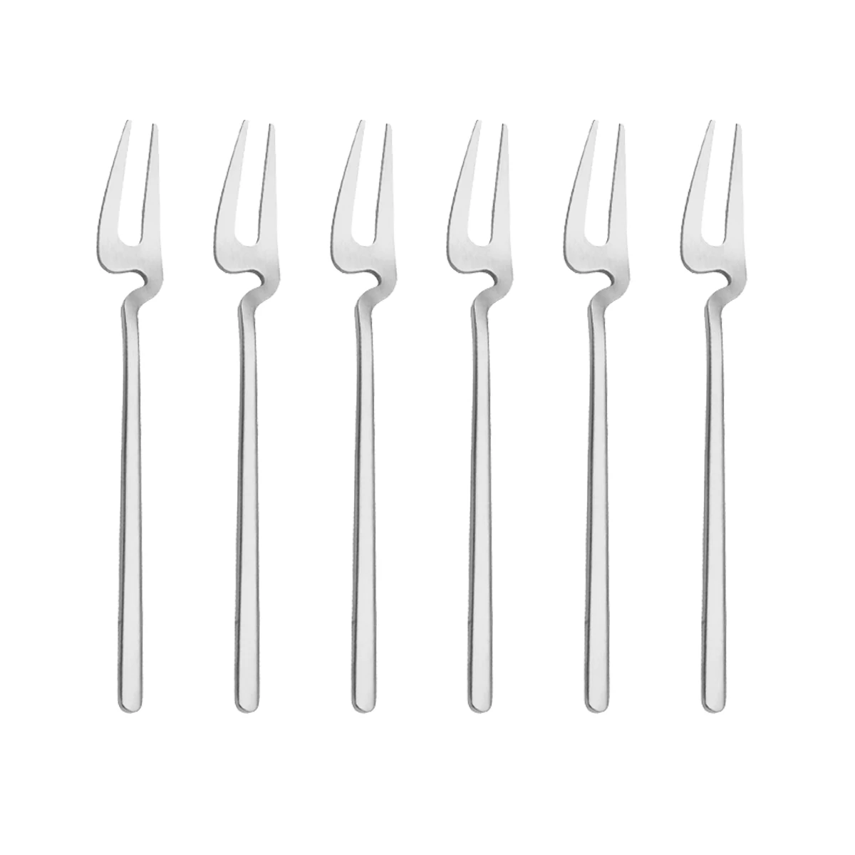 Set di posate da 6 pezzi, forchetta da frutta, in acciaio inox, per dessert, paletta per la casa, set di posate da bar, L