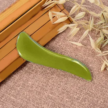 

Natural Jade Scraping Plate Special Green S Type Facial Massage Therapy Scraping Tool