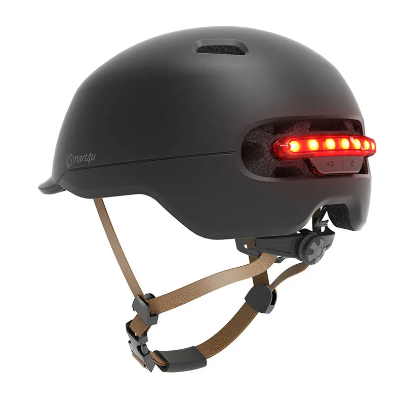 Электрический шлем самоката безопасности с предупредительный светодиод Предупреждение вспышка езда шлем для Xiaomi M365 Электрический скейтборд скутер - Цвет: Черный