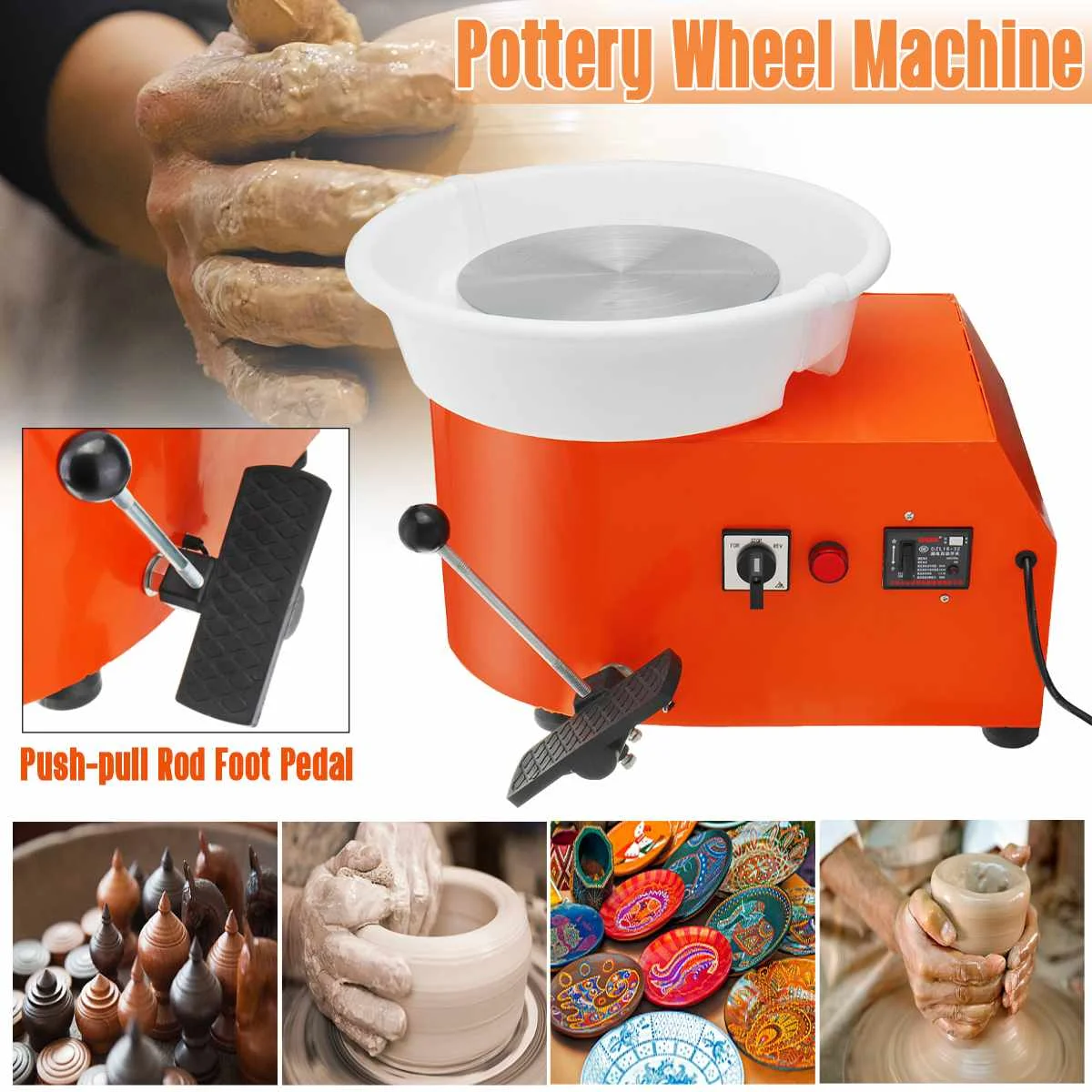 Pottery Wheel Detachable Machine 350W Ceramic Work Clay Craft Art Foot Pedal 110/220V US/AU/EU Plug Flexible Detachable Smooth