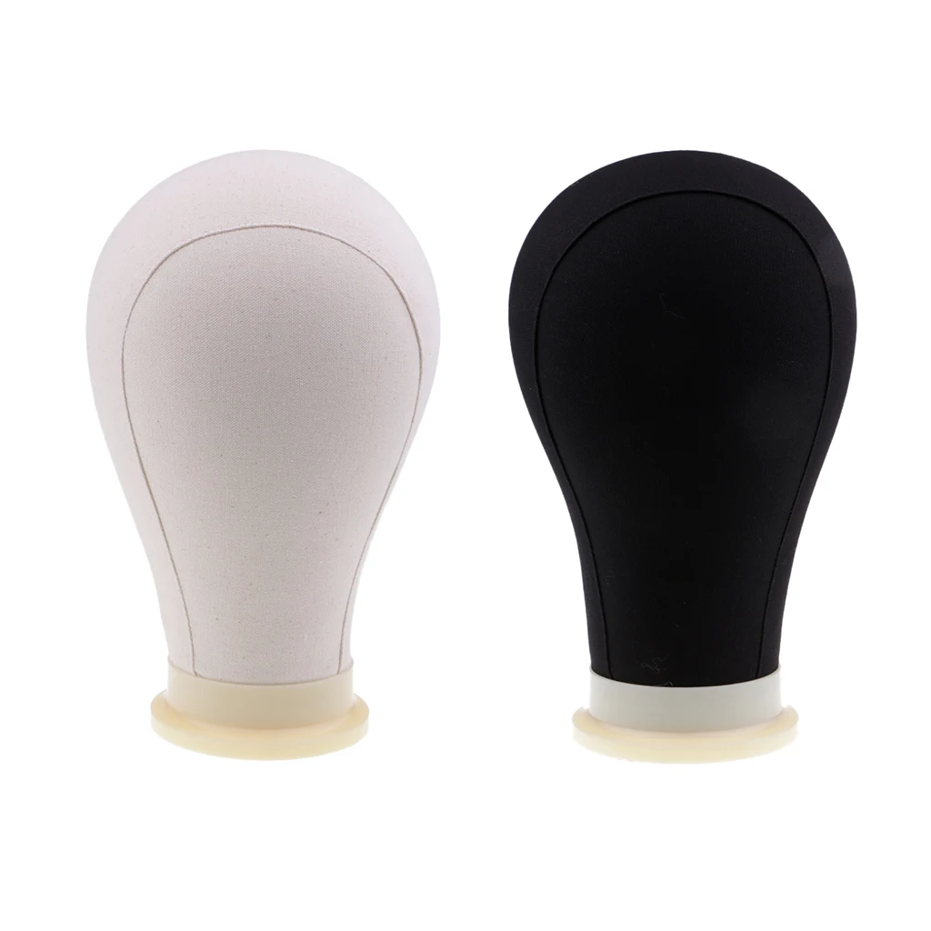 2pcs Canvas Poly Head for Wig Hat Making Display w/ Mount Hole + 20pcs Pins 22” 24”