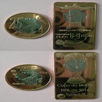 

Cabinda 2014 Brazil World Cup Football Set of 2 full three-inlaid coins