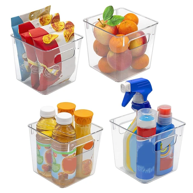 Pack of 4 Extra Large Clear Plastic Food Storage Bins with Handles, Kitchen  Pantry, Refrigerator, Cabinet & Pantry Organizers fo - AliExpress