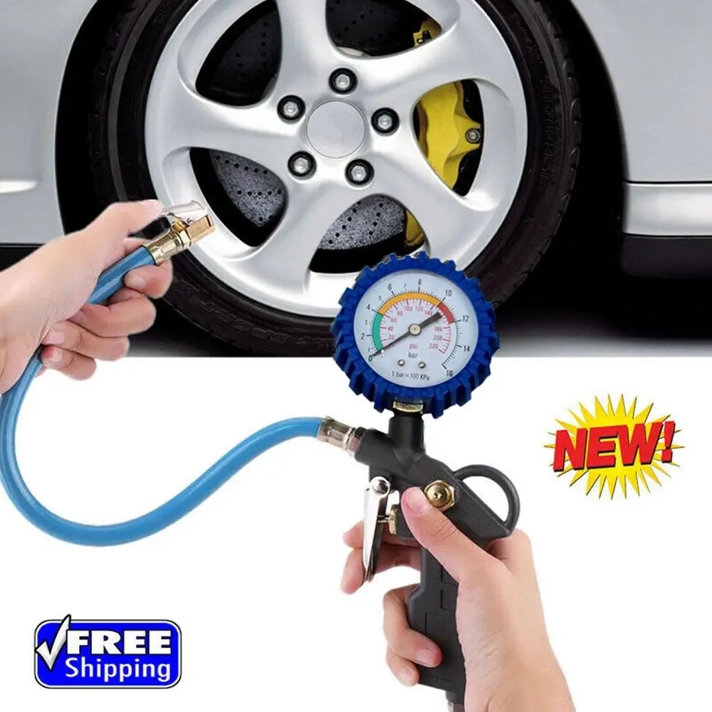 

Car Bike Motor Tire Inflator with Pressure Gauge Tire Gauge Inflator Air Compressor 220PSI Tire Tester Monitoring System Gauge
