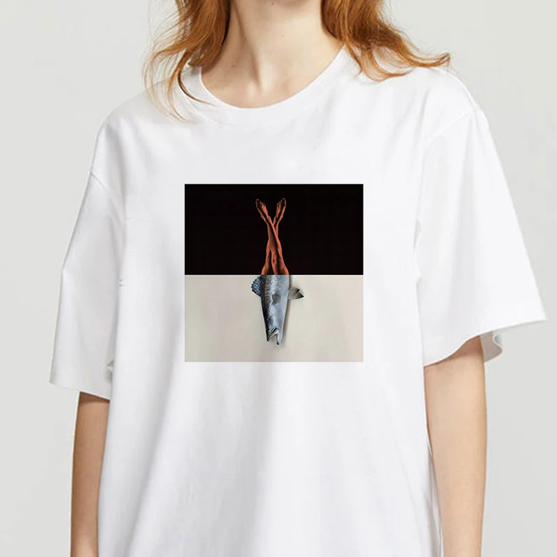 

90s Graphic Rock Top Tees Female The puzzle of human and animal T Shirt Women Harajuku Vintage T-shirt Fashion Queen Tshirt