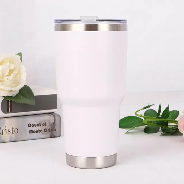 30oZ 1000ml Tumbler Vacuum Double Wall Insulation Travel Coffee Mug Insulated Stainless Steel Thermal Cup Water Bottle white